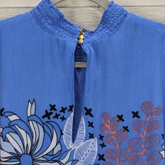 KAARI Blue High Neck Floral Top - Picture 5 of 8